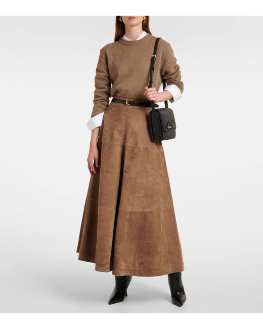 Altuzarra Brown Varda Suede Midi Skirt