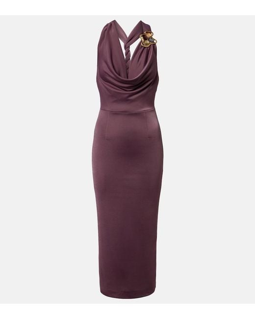 Rebecca Vallance Purple Nala Embellished Midi Dress