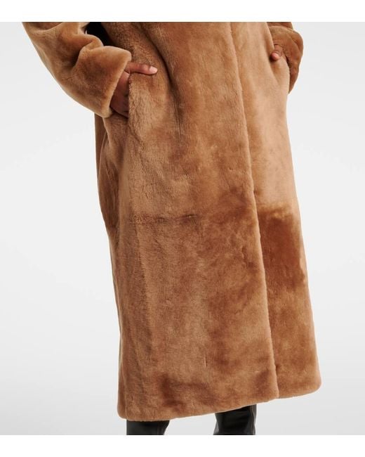 Yves Salomon Brown Shearling Coat