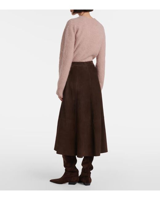 Vince Brown Suede Midi Skirt