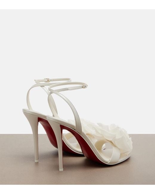 Christian Louboutin White Miss Z Flora Leather Sandals