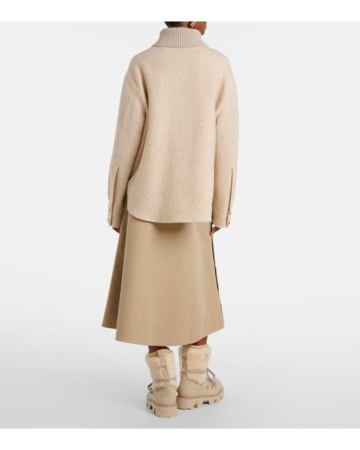 Chaqueta En Mezcla De Lana Con Cremallera Moncler de color Natural