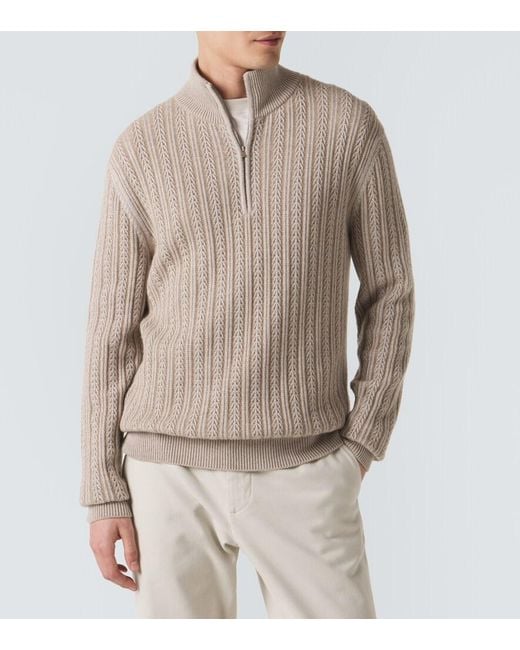 Agnona Natural Cashmere, Wool, And Silk Half-Zip Sweater for men