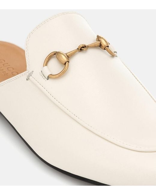 Gucci White Princetown Leather Backless Loafer