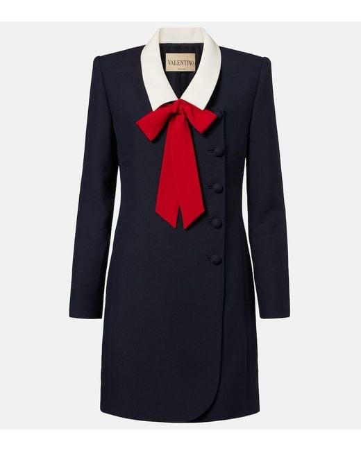 Valentino Blue Crepe Couture Tie-Neck Minidress