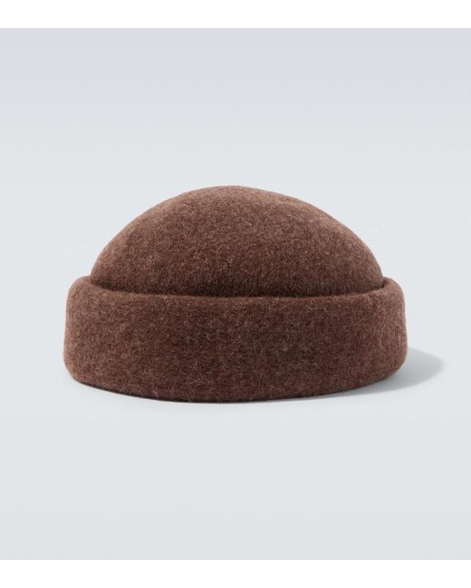 Loro Piana Brown Mel Wool Beanie for men