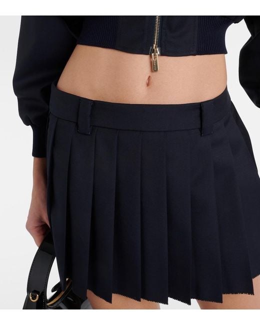 Minifalda de lana virgen plisada Miu Miu de color Black