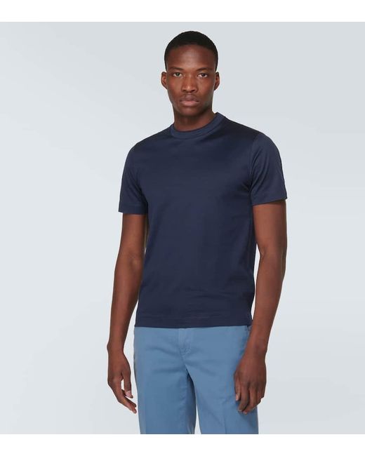 Canali T-Shirt aus Baumwoll-Jersey in Blue für Herren