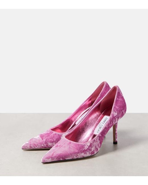 Jimmy Choo Pink Love 85 Velvet Pumps