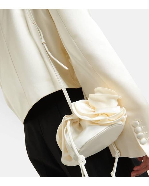 Magda Butrym Natural Gathered Silk-Satin Shoulder Bag