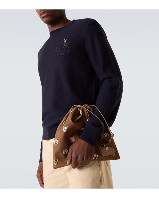 Loewe Brown X Louis Wain Cats Leather-Trimmed Pouch for men