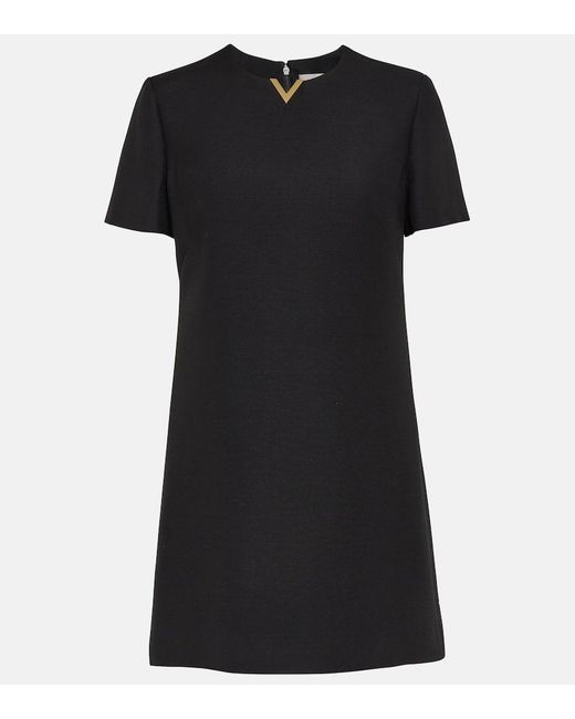 Vestido corto de Crepe Couture Valentino de color Black