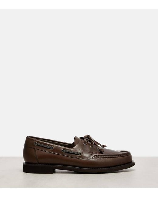 Brunello Cucinelli Brown Bootsschuhe Monili Aus Leder