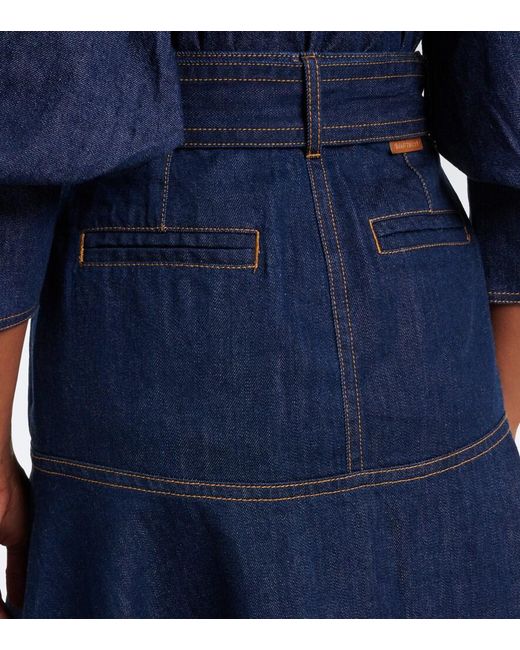 Zimmermann Blue Belted Denim Midi Skirt