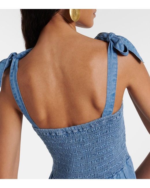 Veronica Beard Blue Tola Tiered Cotton-Blend Midi Dress