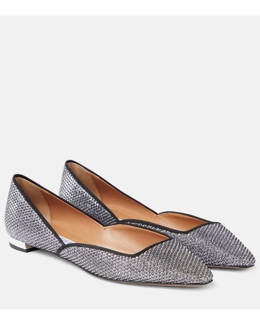 Aquazzura Maia Embellished Leather Ballet Flats in Blue Lyst