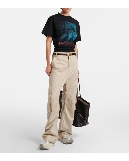 Balenciaga Black Logo Cropped Cotton Jersey T-Shirt