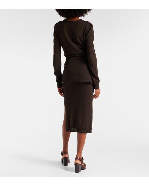 Lemaire Black Trompe 'Oil Wool-Blend Midi Skirt