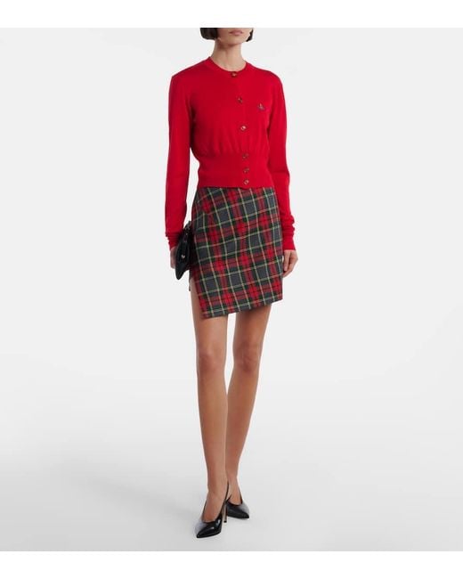 Vivienne Westwood Red Bea Cropped Wool And Silk Cardigan
