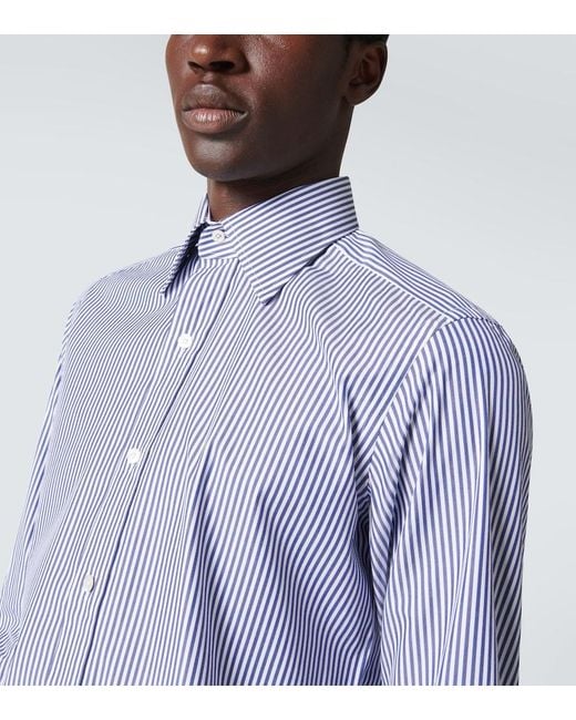 Tom Ford Blue Bengal Stripe Cotton-Blend Shirt for men