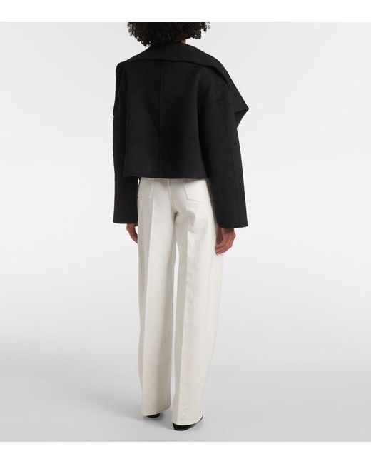 Totême Black Signature Cropped Wool Double Jacket