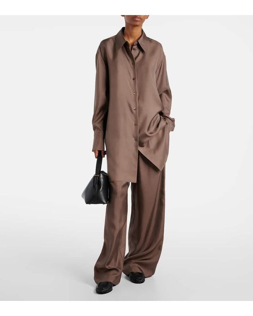 Rohe Brown Weite Hose Aus Seidensatin