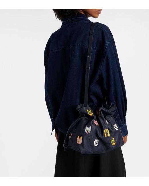 Loewe Blue X Louis Wain Flamenco Cats Medium Canvas Clutch