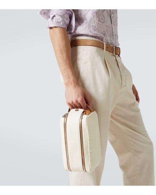 Brunello Cucinelli Kosmetiketui Aus Canvas Mit Leder in Natural für Herren