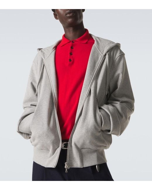 Dries Van Noten Gray Cotton Zip-Up Hoodie for men