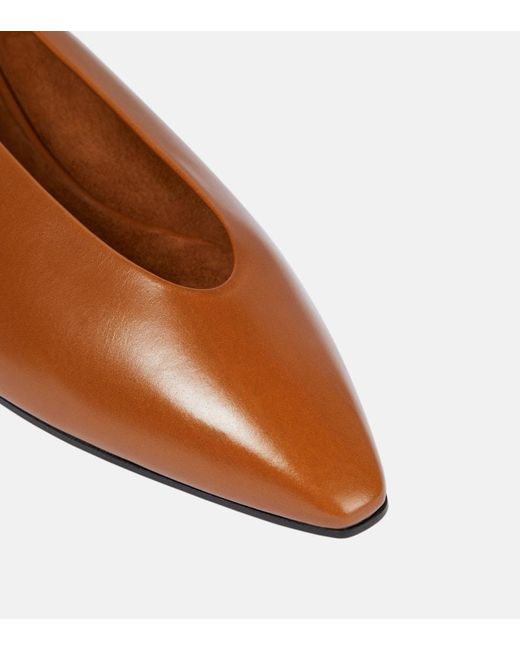 Loro Piana Brown Rebecca Leather Ballet Flats