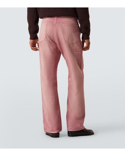 Auralee Red Faded Wide-Leg Jeans for men