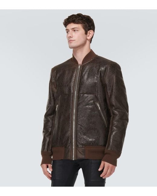 Rick Owens Bomberjacke Aus Leder Und Shearling in Black für Herren