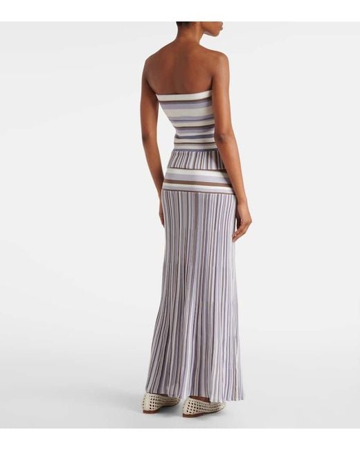 Faithfull The Brand Blue Citara Striped Cotton-Blend Tube Top