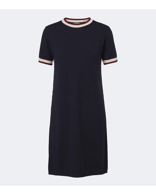 Max Mara Blue Wool Minidress