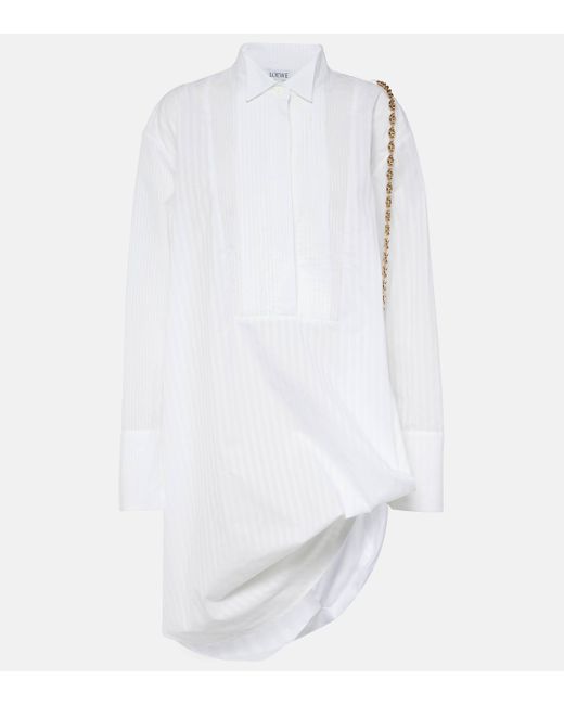 Robe chemise en coton a ornements Loewe en coloris White