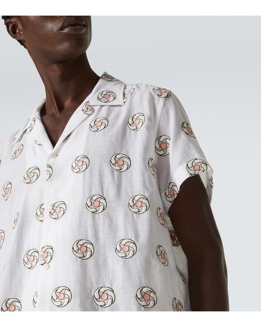Bode White Floral Aperture Scalloped Cotton Shirt for men