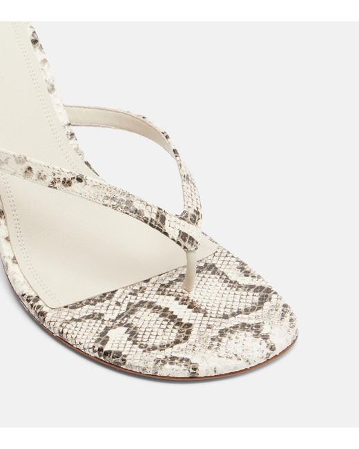 AMINA MUADDI Natural Juliette Snake-Print Leather Thong Sandals