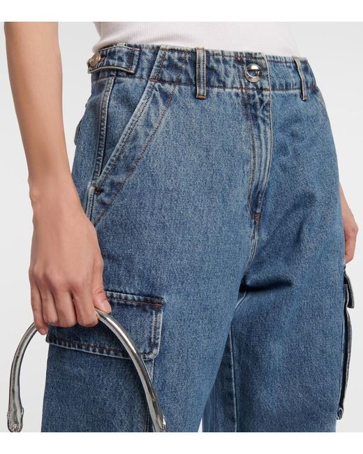 Coperni Blue Wide-Leg Denim Cargo Pants