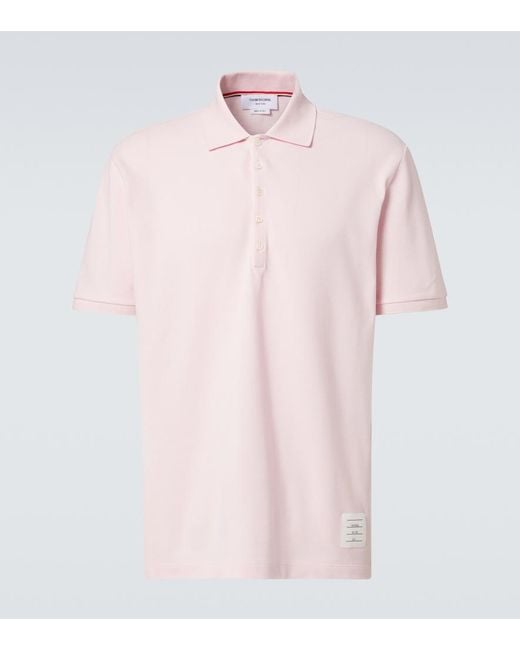 Thom Browne Pink 4-Bar Cotton Polo Shirt for men