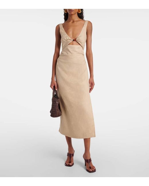 Sir Natural Moretti Cutout Linen Midi Dress