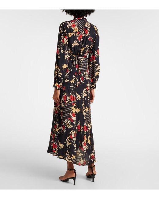 Rixo Black Trula Floral-Print Maxi Dress