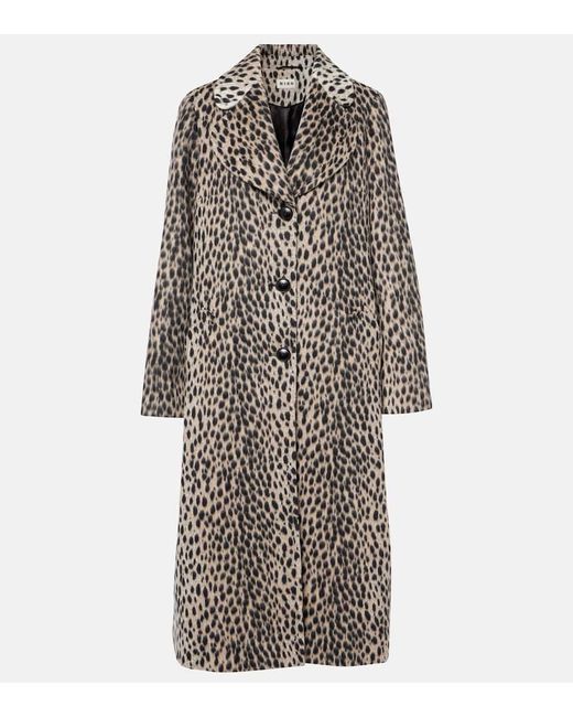 Rixo Gray Rosemary Leopard-Print Coat