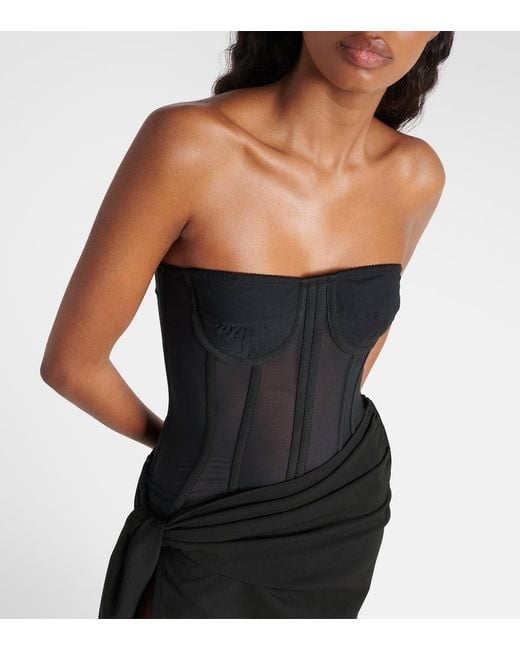 Vestido corto asimetrico con corse Dolce & Gabbana de color Black