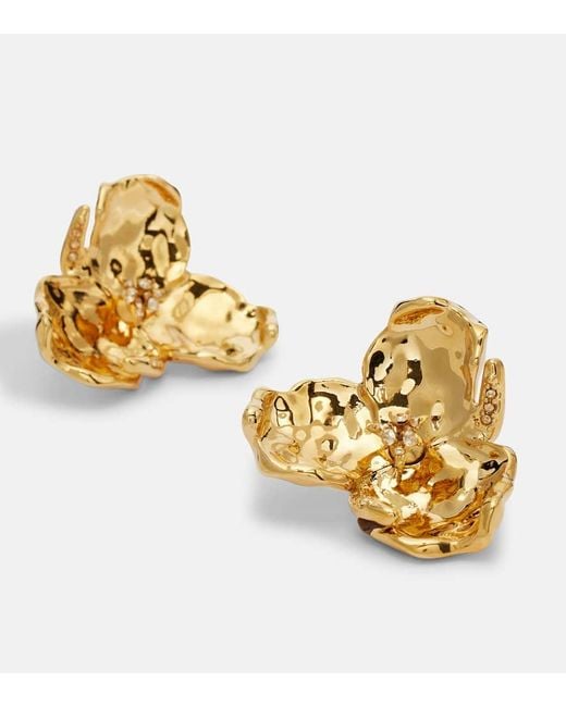 Oscar de la Renta Metallic Blossom Crystal-Embellished Earrings