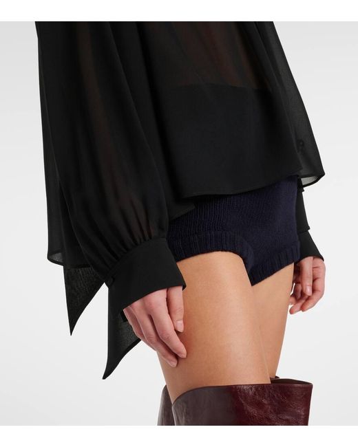 Blusa De Georgette De Seda Con Lazada Chloé de color Black