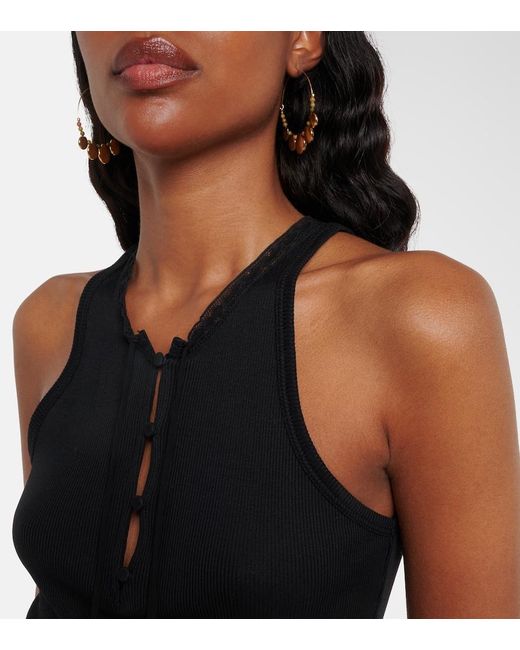 Dorothee Schumacher Black Pure Sleekness Ribbed-Knit Cotton Tank Top