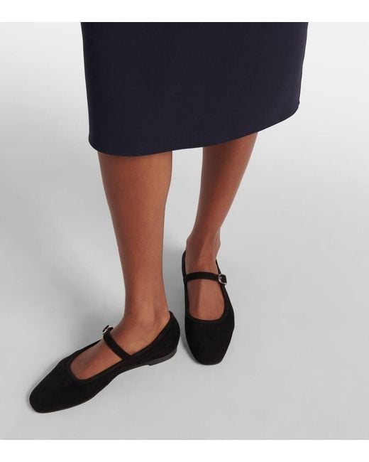 Le Monde Beryl Black Suede Mary Jane Flats