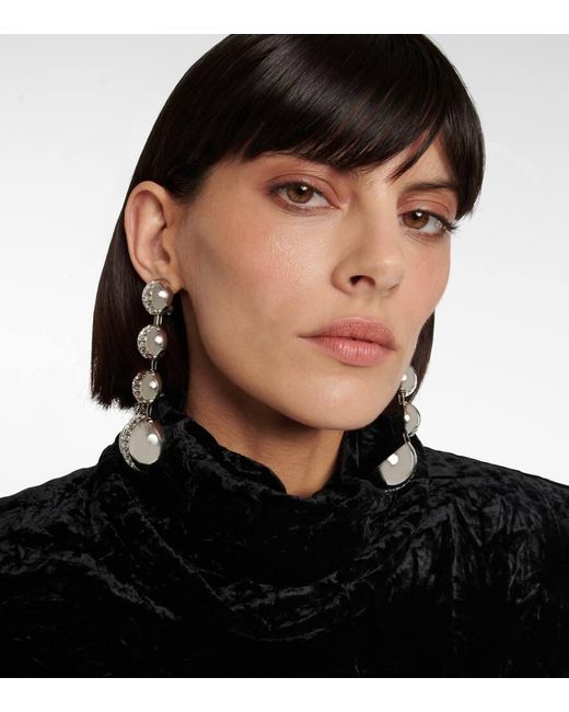 Saint Laurent White Oversized Embellished Clip-on Earrings