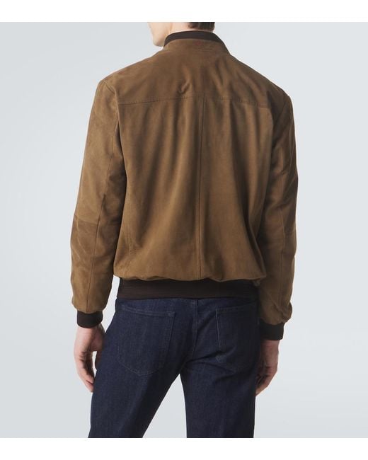 Kiton Brown Suede Bomber Jacket for men