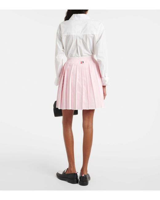 Thom Browne Pink Pleated Cotton Miniskirt